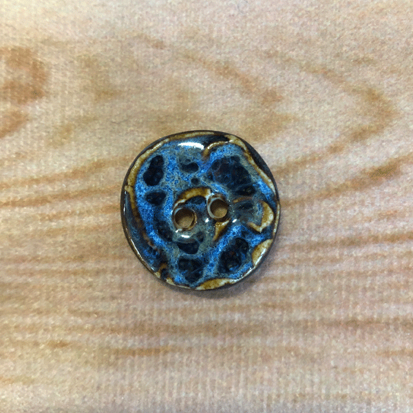Handmade Pottery Buttons Blue/Brown